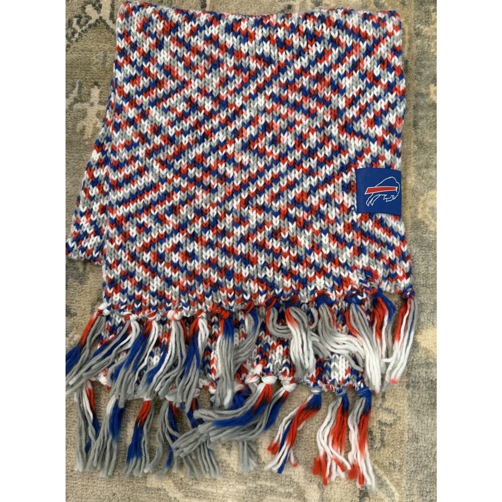 Buffalo Bills Knit Scarf Fringe End NEW - Picture 1 of 8